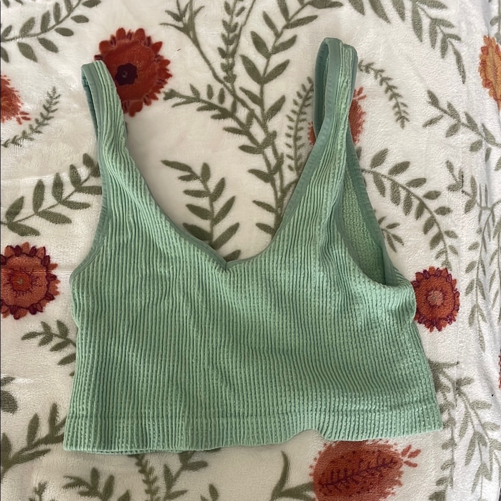 Mint Green Ribbed Crop Top